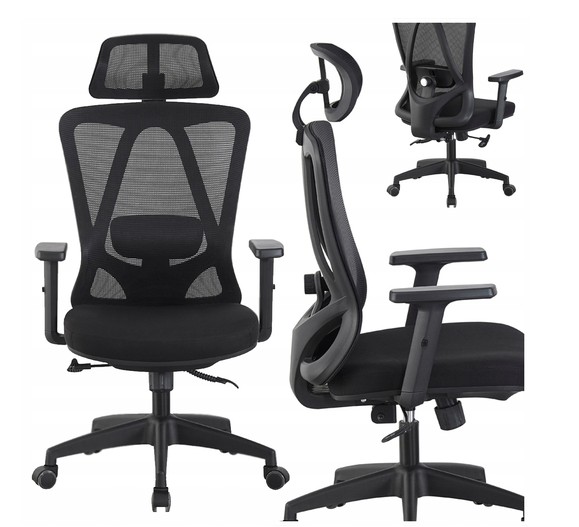 Otočné Kancelářské Křeslo Ergonomické Černé Horseking Síť MS016 Bozp