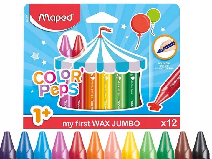 Олівці воскові 12 кольорів MAPED JUMBO COLOR'PEPS 12 шт. від 1 року життя — фото 5