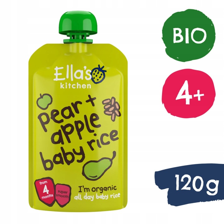 Ella's Kitchen Біо Рис для дітей груша і яблуко від 4 місяців життя 120 г — фото 2