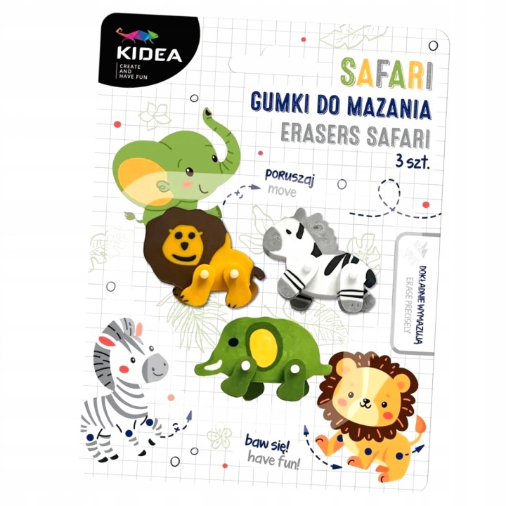 Гумки для стирання сафарі 3 шт. KIDEA