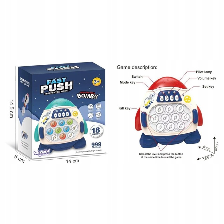 GRA POP IT ANTYSTRESOWA ZRĘCZNOŚCIOWA ELEKTRONICZNA INTERAKTYWNA WOOPIE Marka Woopie