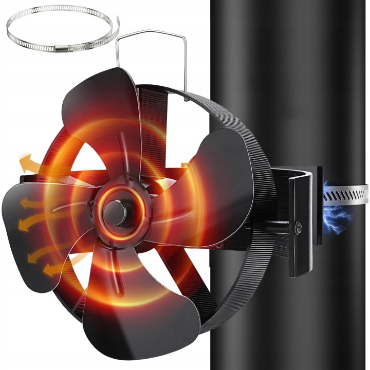 Termoelektrický Krbový Ventilátor Napájený Teplem, Tichý Ventilátor, Černý