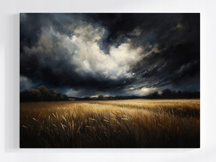 Plakát Krajina Pole Obilí Lány Nebe Mraky Bouře 100x75