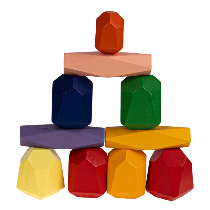 BLOCKS WOODEN STONES FOR CHILDREN BALANCE TOWER MONTESSORI PUZZLE Kind set