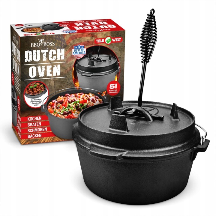 Litinový kotlík Dutch Oven 4L se smaltovaným víkem Hrnec Indukce