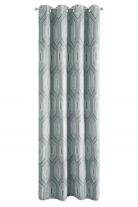 Hotový závěs na průchodkách 140x250 Diadem, stříbrná, bílá geometrie