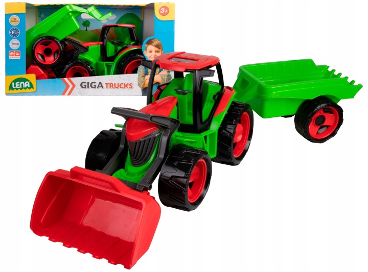 Величезний Traktor Бульдозер Xxl 107 см З Рухома Ложкою + Причіп Lena