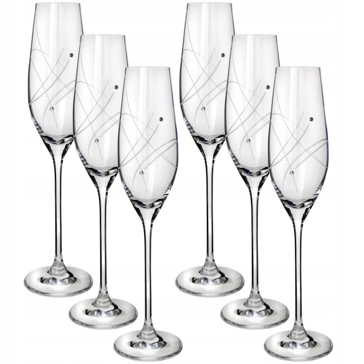 Sklenice na sekt s krystaly Preciosa 210ml Celebration 6ks