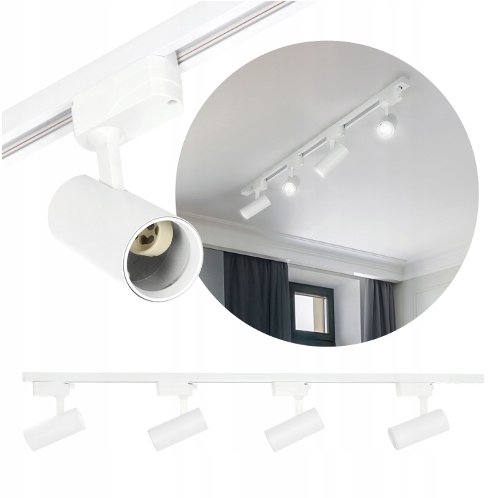 Sufírové svítidlo 4x lampa GU10 1-fázový kabel 1 m Bílá