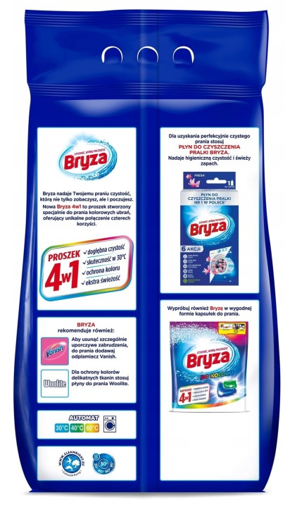BRYZA 4 в 1 для кольору порошок для прання кольорових одягу 90 прань 5,85 кг міцний — фото 5