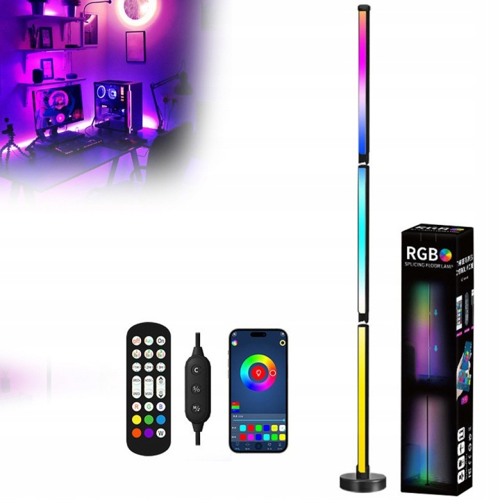 Led podlahová lampa rohová Aplikace 120CM Stojící Rgb Cct dálkový ovladač