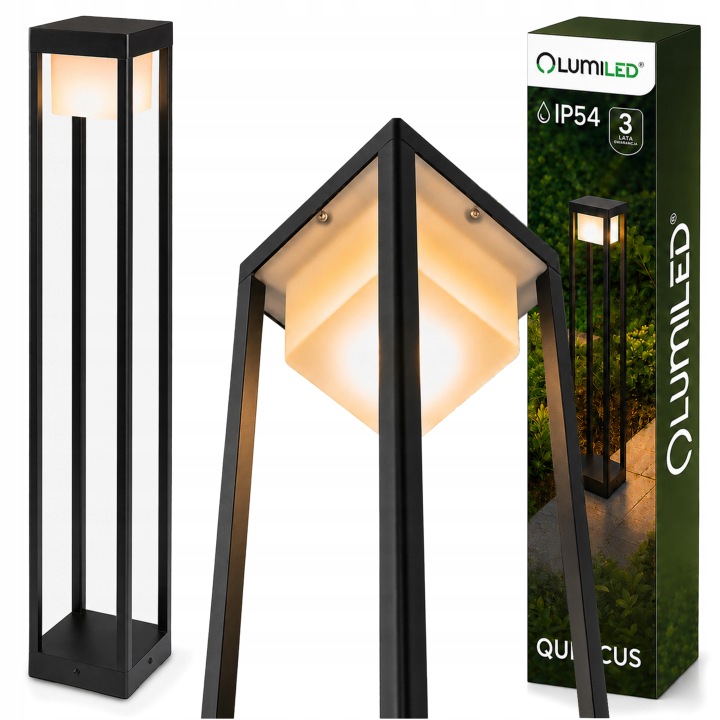 Venkovní zahradní stojací lampa Led sloupek 80cm IP54 12W 3000K Černá