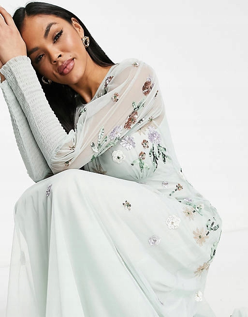 FROCK AND FRILL SELEDYNOWA SUKNIA MAXI (40) 16639283632