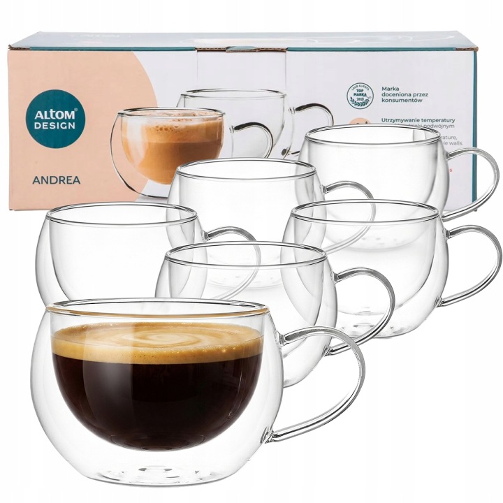 Šálky na kávu termosklenice Altom Design Andrea 300 ml, sada 6 Ks
