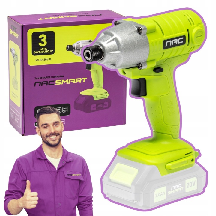Akumulátorový Rázový Utahovák 20V 1/4" 180NM Led Světlo Nac Smart Korpus