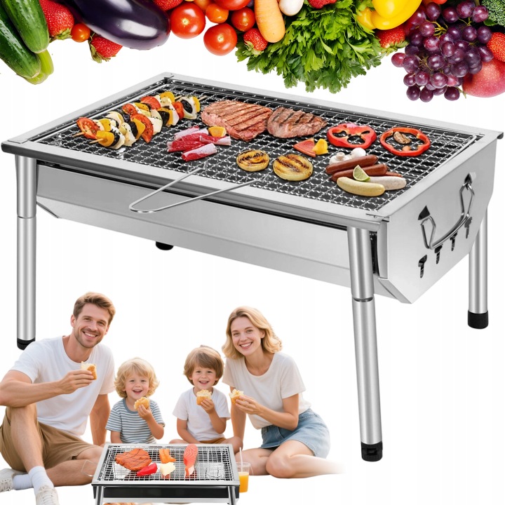 Přenosný Turistický Skládací Zahradní Gril Na Uhlí S Rukojetí