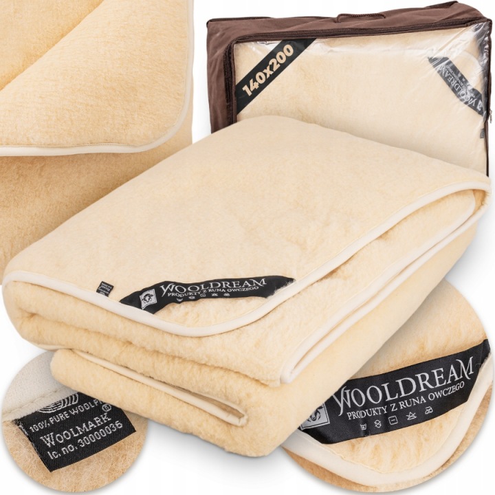 Vlněná Přikrývka Přírodní 100% Merino Vlna Celoroční Povlečení 140x200