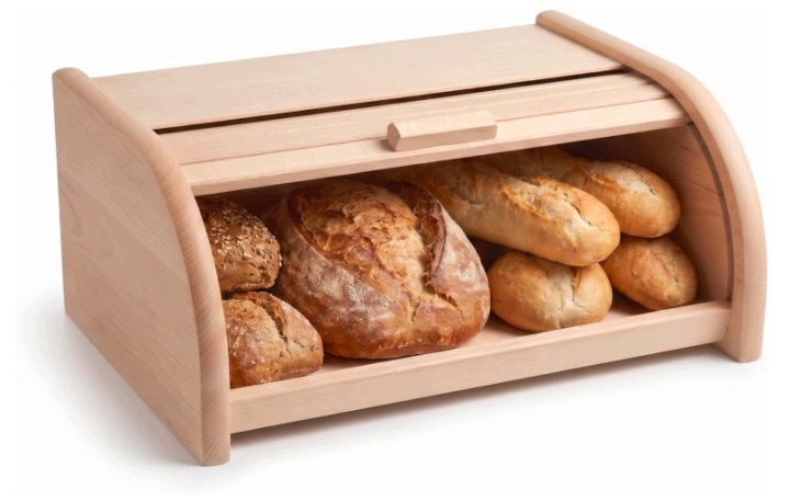 Dřevěný Bukový Chlebník 39 CM Přírodní Rolovací Víko Rolltop XL