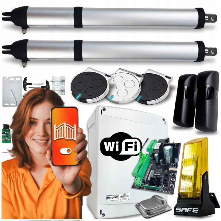 Set Pohon pro Dvoukřídlou Bránu 8 m Lampa 3 Ovladače Wifi Automat Tuya