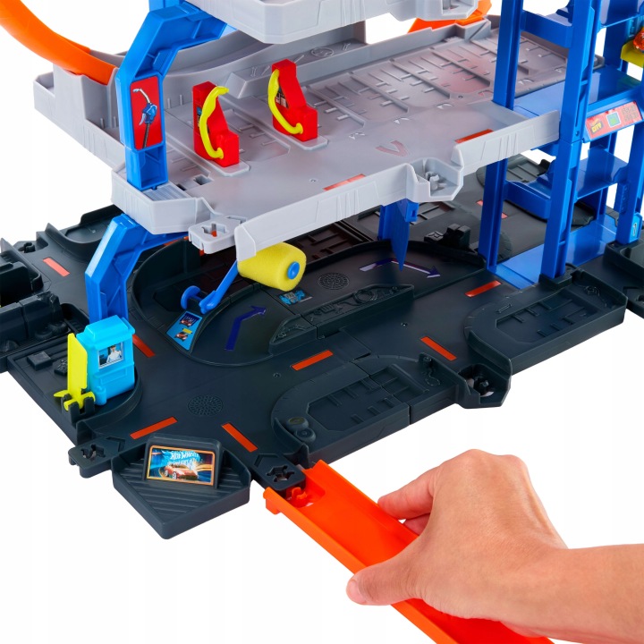 HOT WHEELS CITY набір мега гараж паркінг гігапетля + машинка, гелікоптер — фото 6