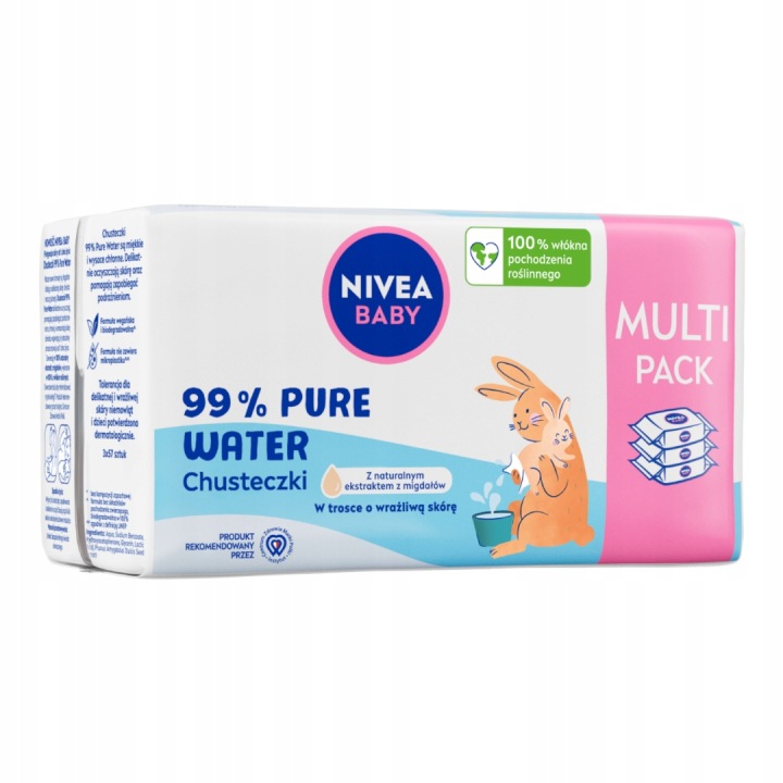 NIVEA Baby серветки вологі для дітей Pure Water 3 упаковки упаковка — фото 3