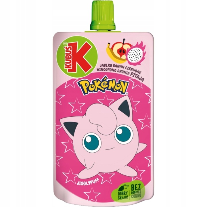 KUBUŚ Pokémon Пюре Яблуко-банан-червоні Виноград-пітахая-аронія 100 г
