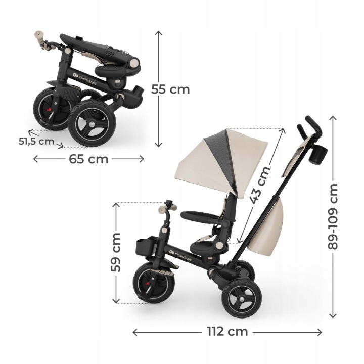 Kinderkraft Spinstep 2 Plus Велосипед Триколісний 6 в 1 Велосипед Дитячий | Бежевий — фото 10