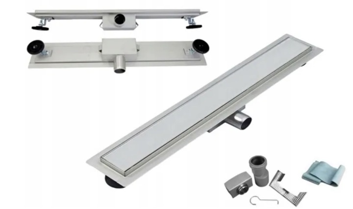 Lineární odtok 60 cm nízký 52 mm Sklo Sklo Bílé