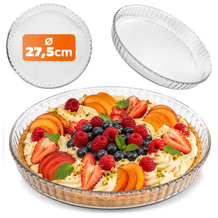 Žáruvzdorná Skleněná Nádoba Malá 27,5 cm Tarta Na Zapékání Kulatá