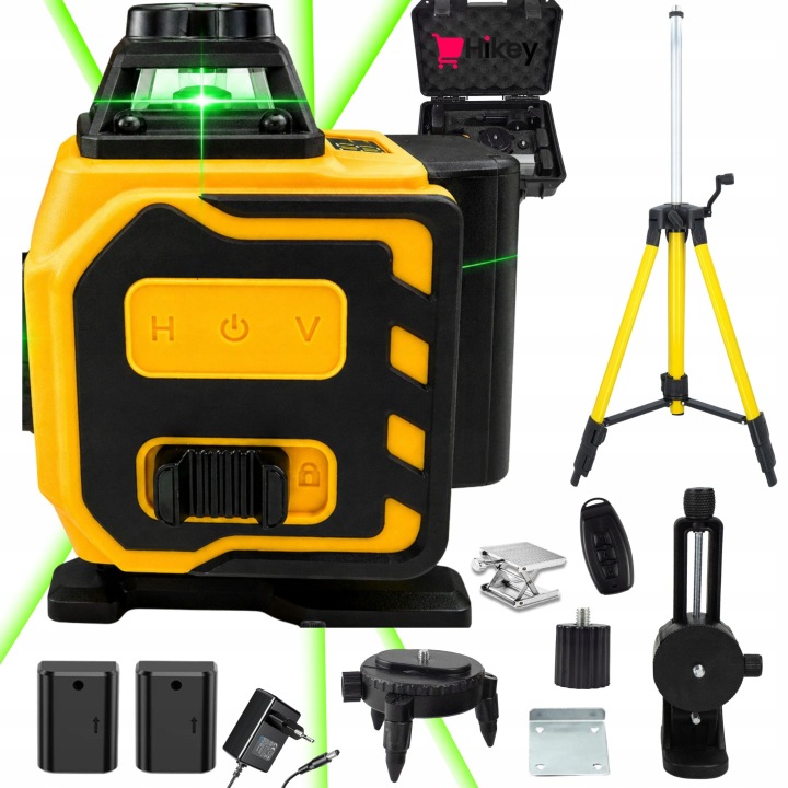 Laserová Vodováha Křížový Laser 360 4D 16 Linií Stativ 120 CM Příslušenství