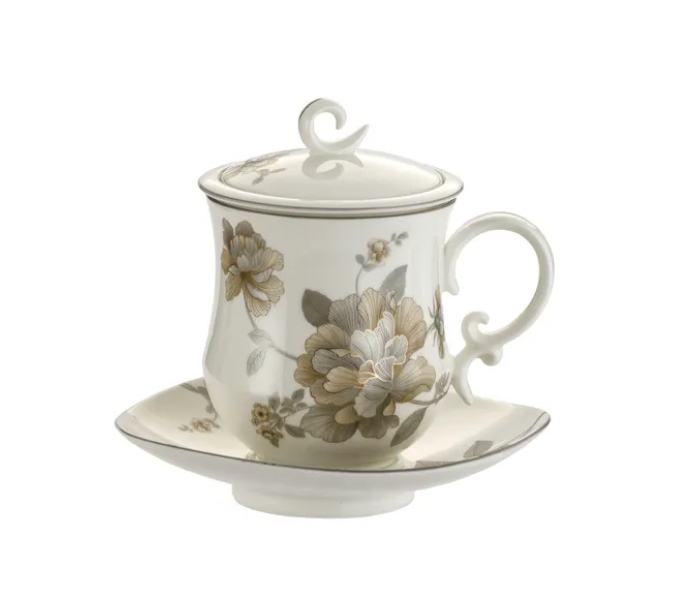 Šálek s konvičkou porcelánové víko podšálek sítko 380 ml vintage dárek