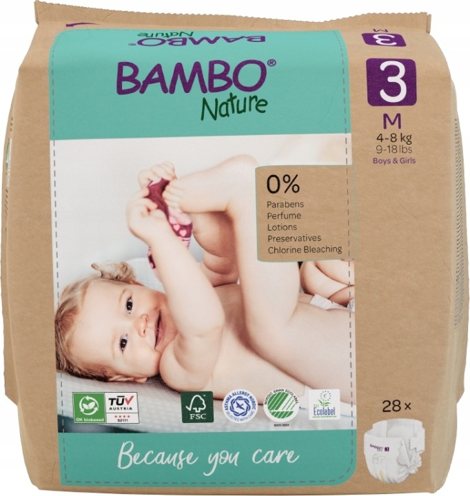 Підгузки для дітей Bambo Nature 3 Paper Bag (4-8 кг, 28 шт.)