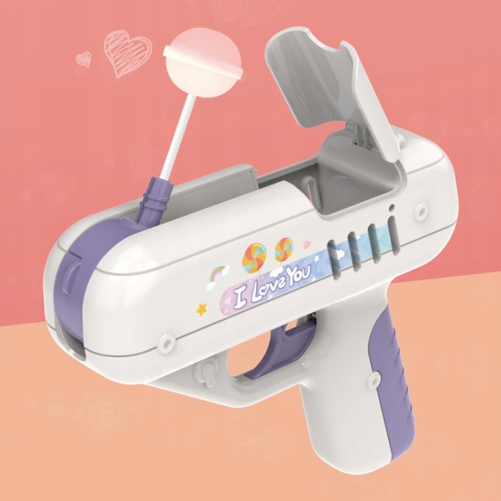 Пістолет на льодяники GUN POP LOLLIPOP іграшка сюрприз для дітей рожевий — фото 7