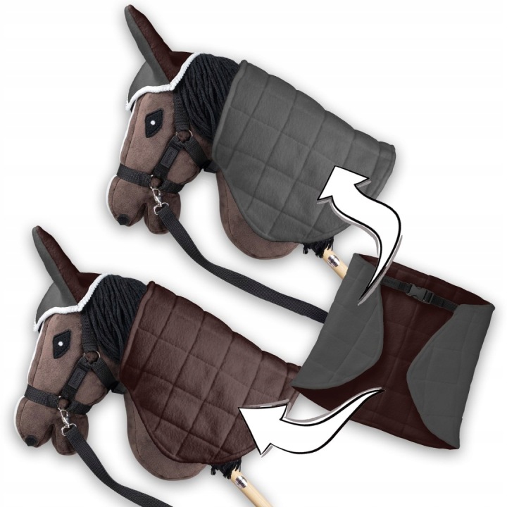 Набір Skippi - Hobby Horse Гнідий - Попона сірий і коричневий - Недоуздок зелений — фото 3