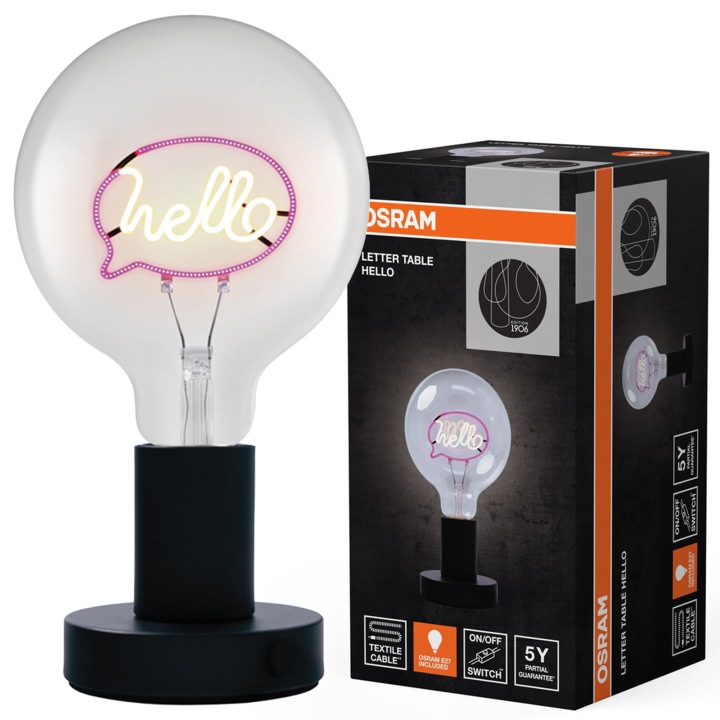 Dekorativní stolní lampa 1.2W 60lm 2100K E27 Černá Vintage 1906 Osram