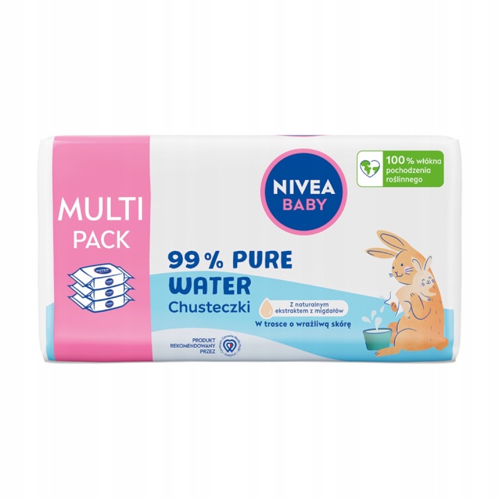 NIVEA Baby серветки вологі для дітей Pure Water 3 упаковки упаковка