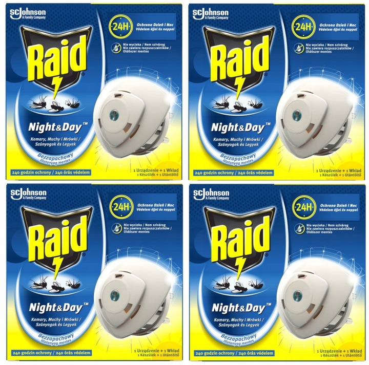 Raid proti komárům Night & Day (zařízení náplň) x4