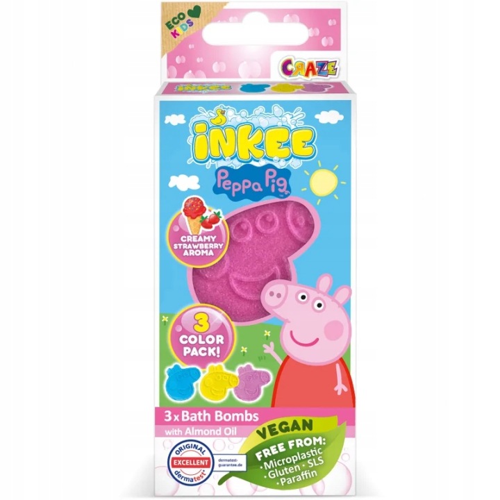 Peppa Pig Для купання Бомбочок – шипучі кулі для купання для дітей (3x15 г) Свинка