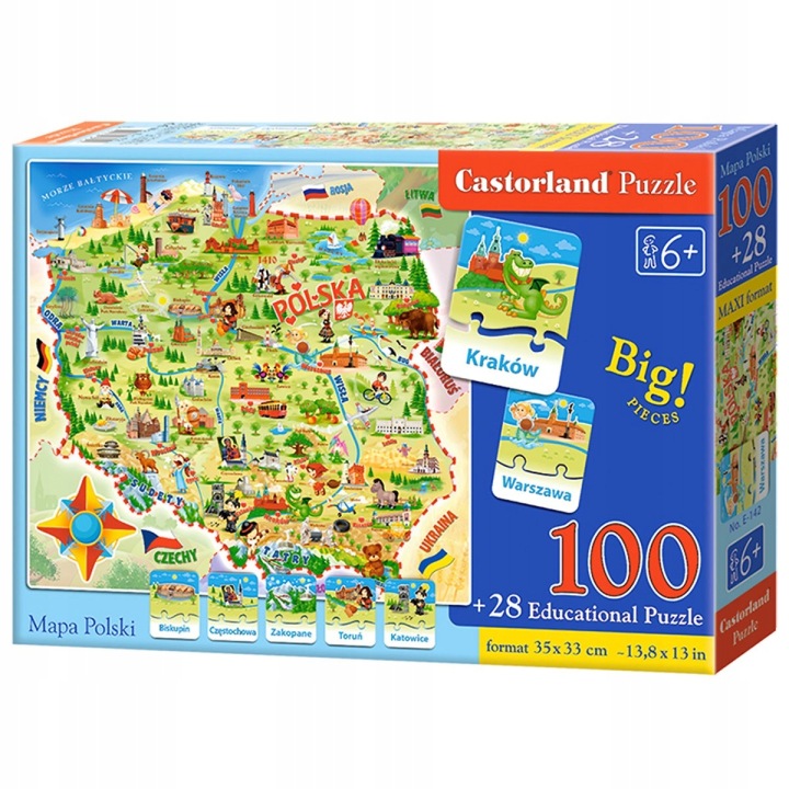 Пазли 100+28 карта польщі CASTOR