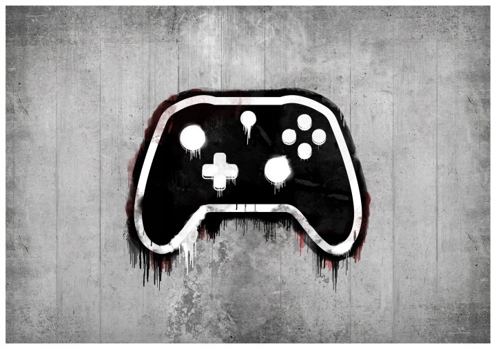 Fototapeta Gamepad na betonu Pop-art Graffiti Design 416x254 lepidlo