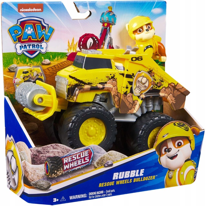 PSI PATROL RESCUE WHEELS POJAZD BUDOWLANY Z FIGURKĄ RUBBLE 6CM Marka Spin Master