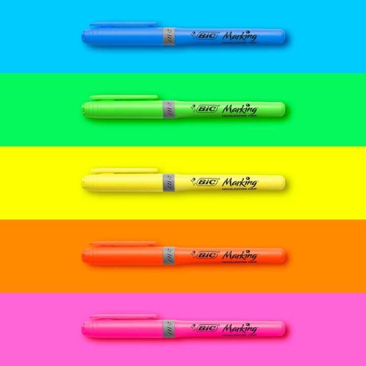 Текстові маркери неонові HIGHLIGHTER GRIP BIC-6 шт.-0693 — фото 4