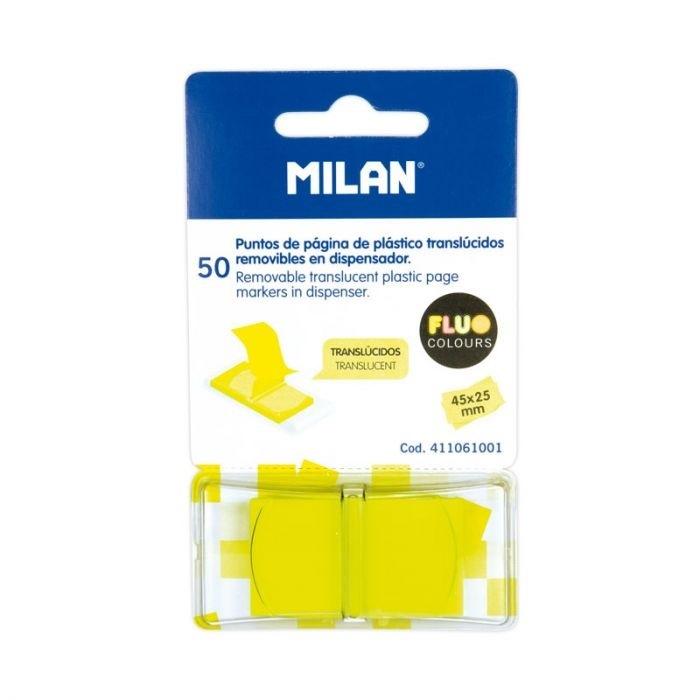 Листочки індексні прозорі Milan FLUO жовті 45x25 мм — фото 2
