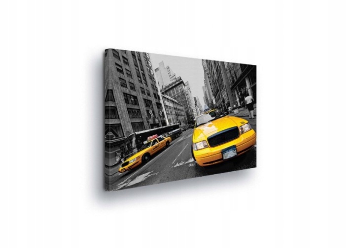 Obraz 100x75 New York taxi Manhattan město žlutá černobílá ulice