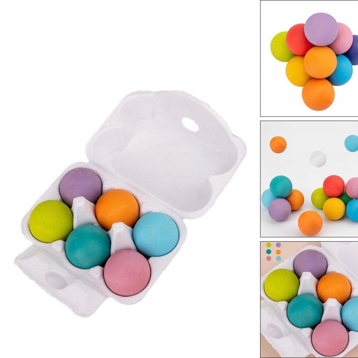 6 шт. м'ячі Дерев'яні іграшки Rainbow Ball DIY Іграшки розвивальні для дітей Style2 — фото 4