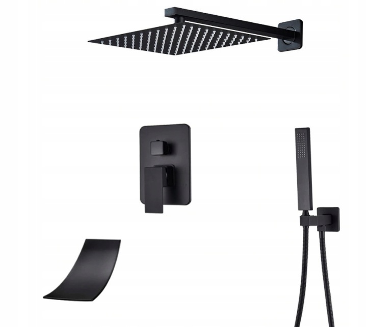 Podomítkový Set Černý Matný Vývod Vodopád Box 30 CM