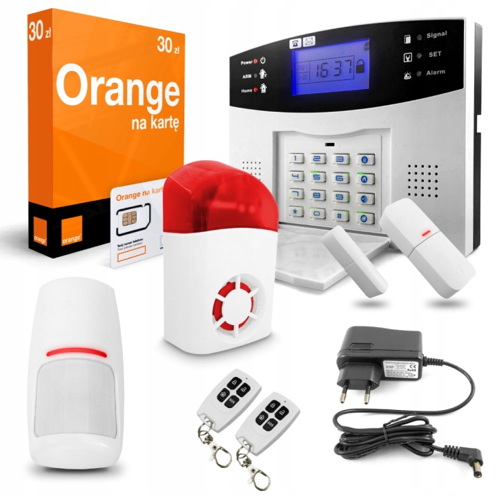 Bezdrátový Gsm alarm 1x Pir Siréna Sim Orange