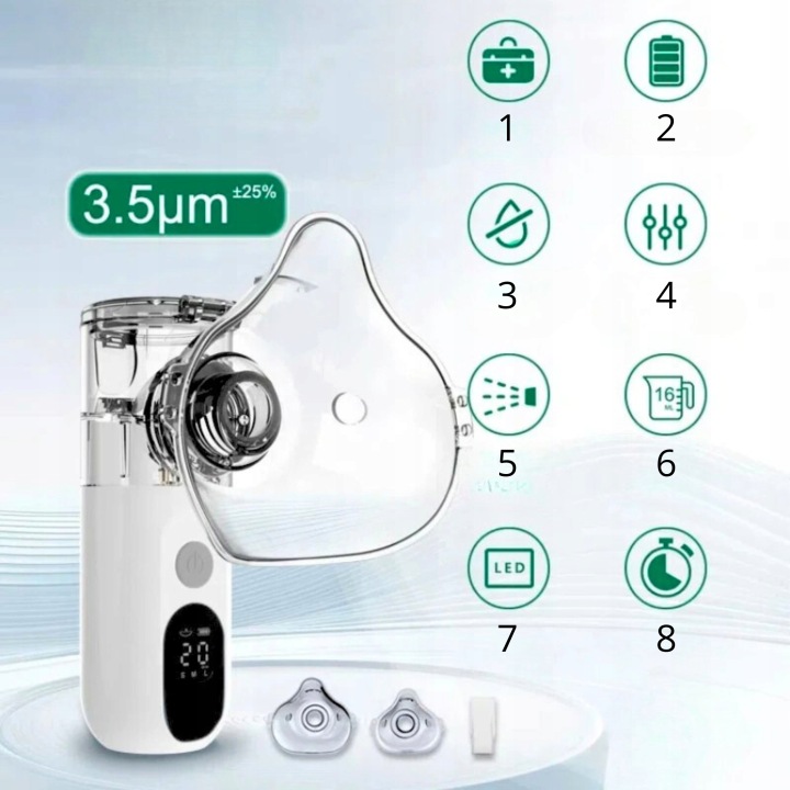 INHALATOR NEBULIZATOR DLA DZIECI I DOROSŁYCH легкий портативний тихий USB — фото 5