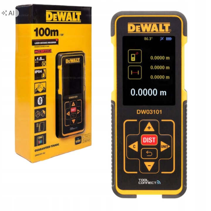Dewalt DW03101 Laserový Dálkoměr Přesnost 1,0 MM Dosah 100 M