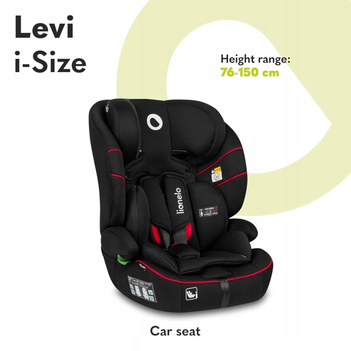 Автокрісло 76-150 см Широкі Сидіння 9-36 кг Lionelo LEVI I-SIZE — фото 11